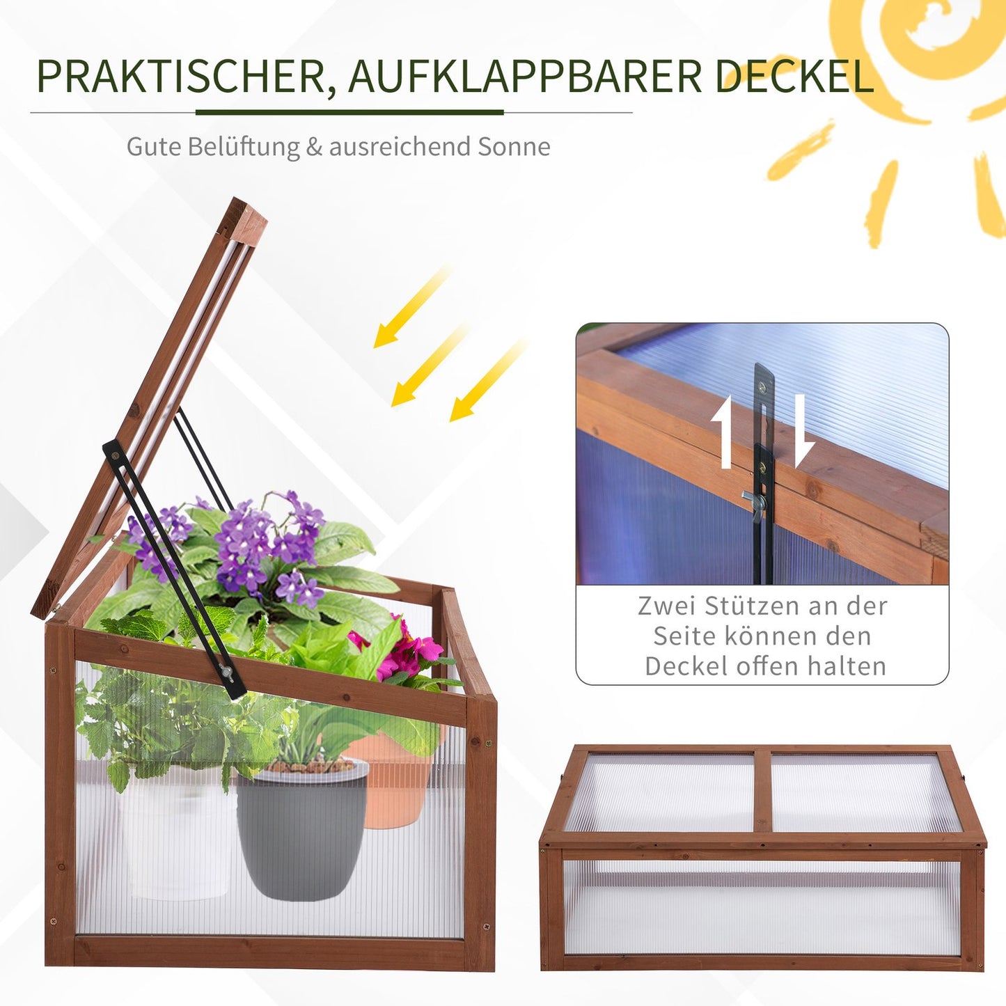 Mini Wooden Cold Frame - UV protected garden greenhouse