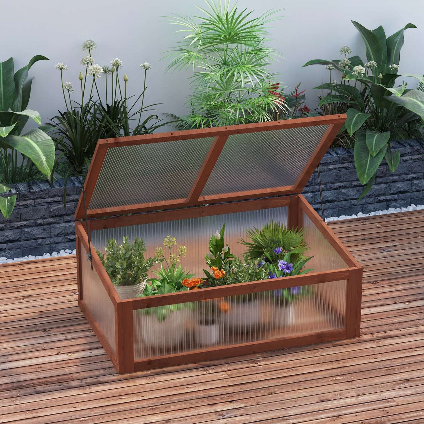 Mini Wooden Cold Frame - UV protected garden greenhouse