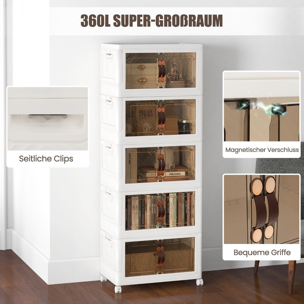 Collapsible Storage Box Set with Lids, 316L, 5-Pack