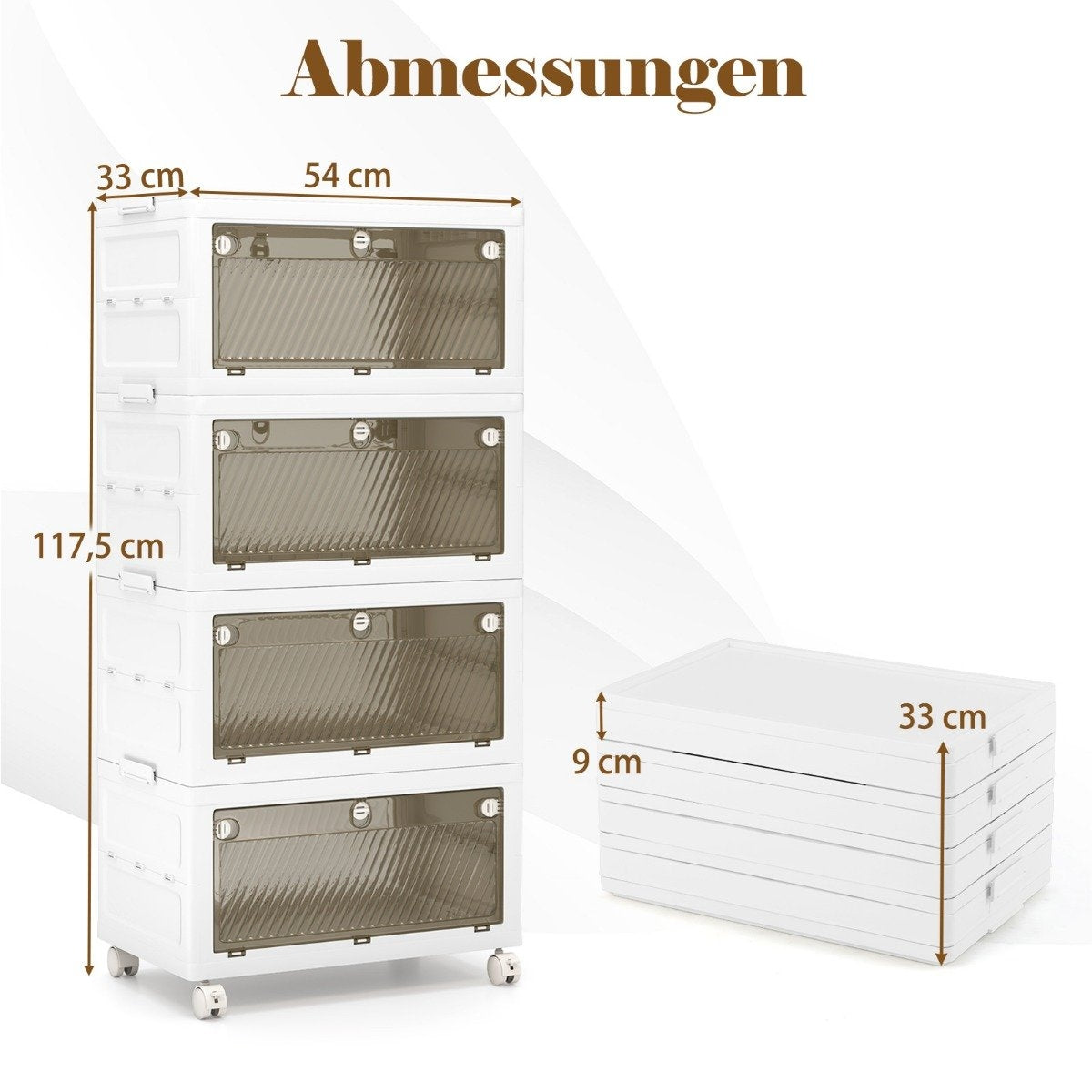 Collapsible Storage Box with Lid, 126L/168L, Wheels