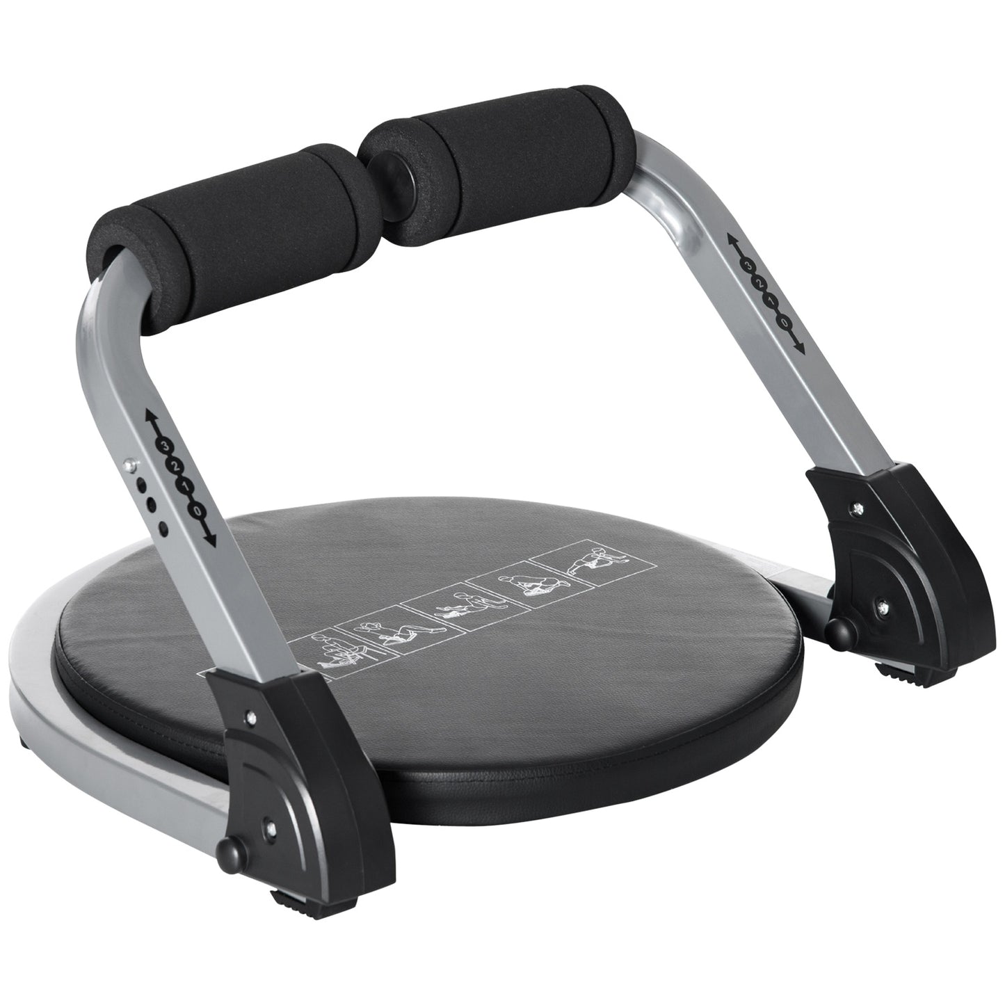 Collapsible abdominal training with cushion, adjustable height, steel