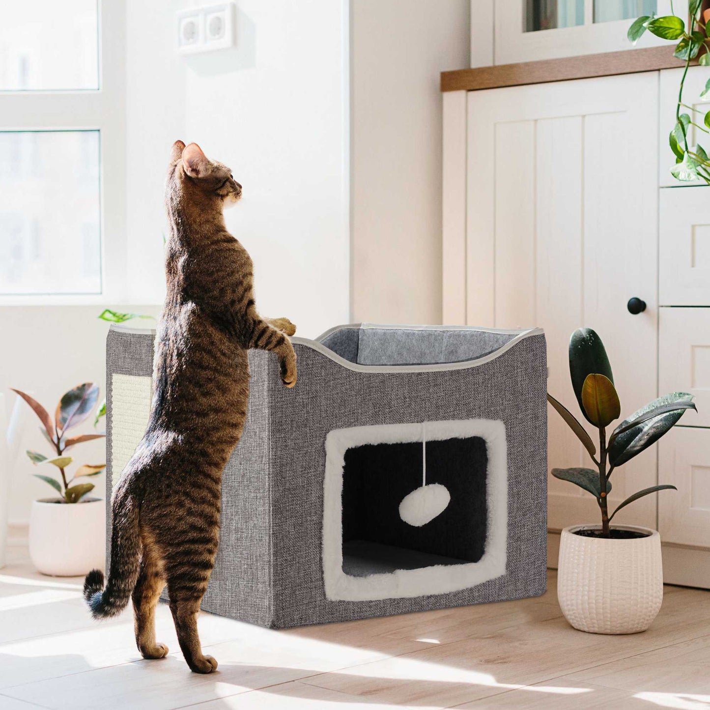 Collapsible cat pit in grey