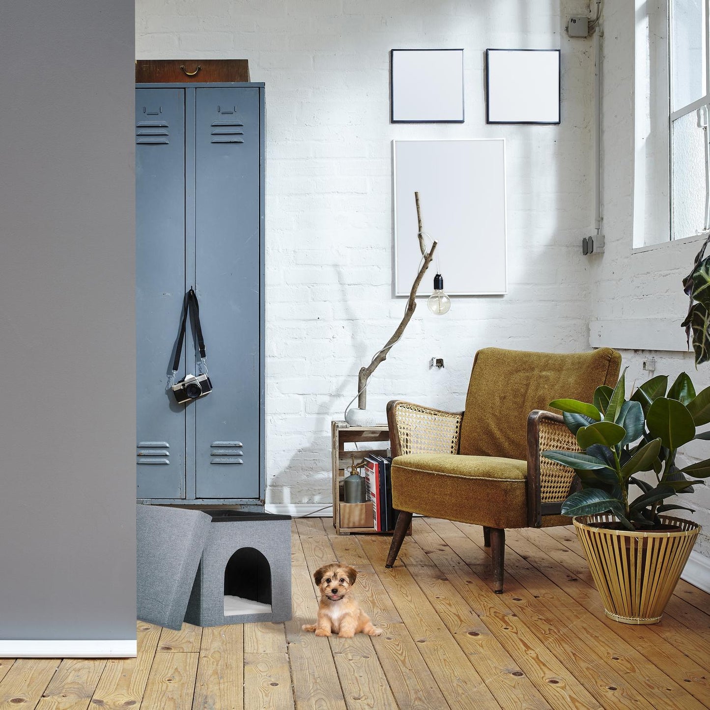 Collapsible cat pit light grey