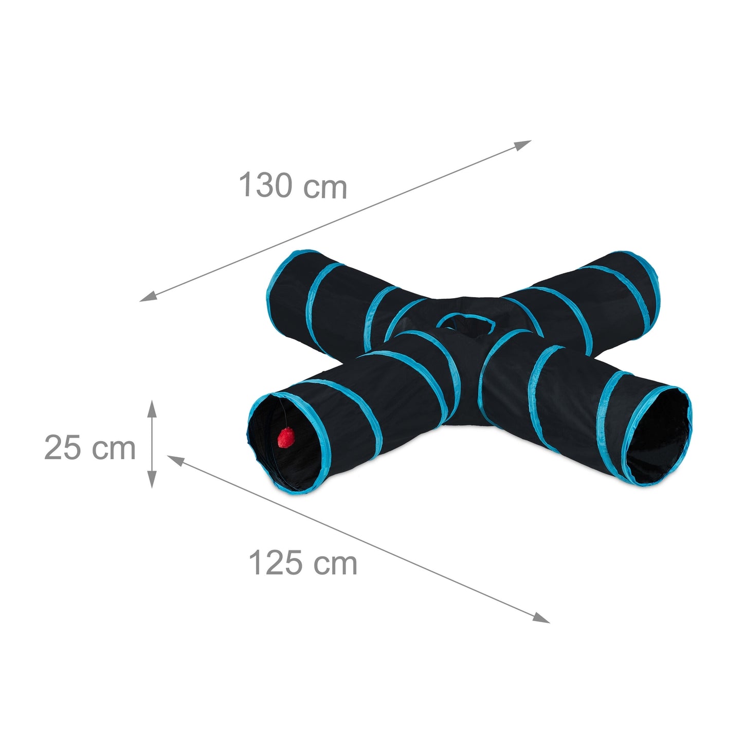 Collapsible cat tunnel with 4 aisles