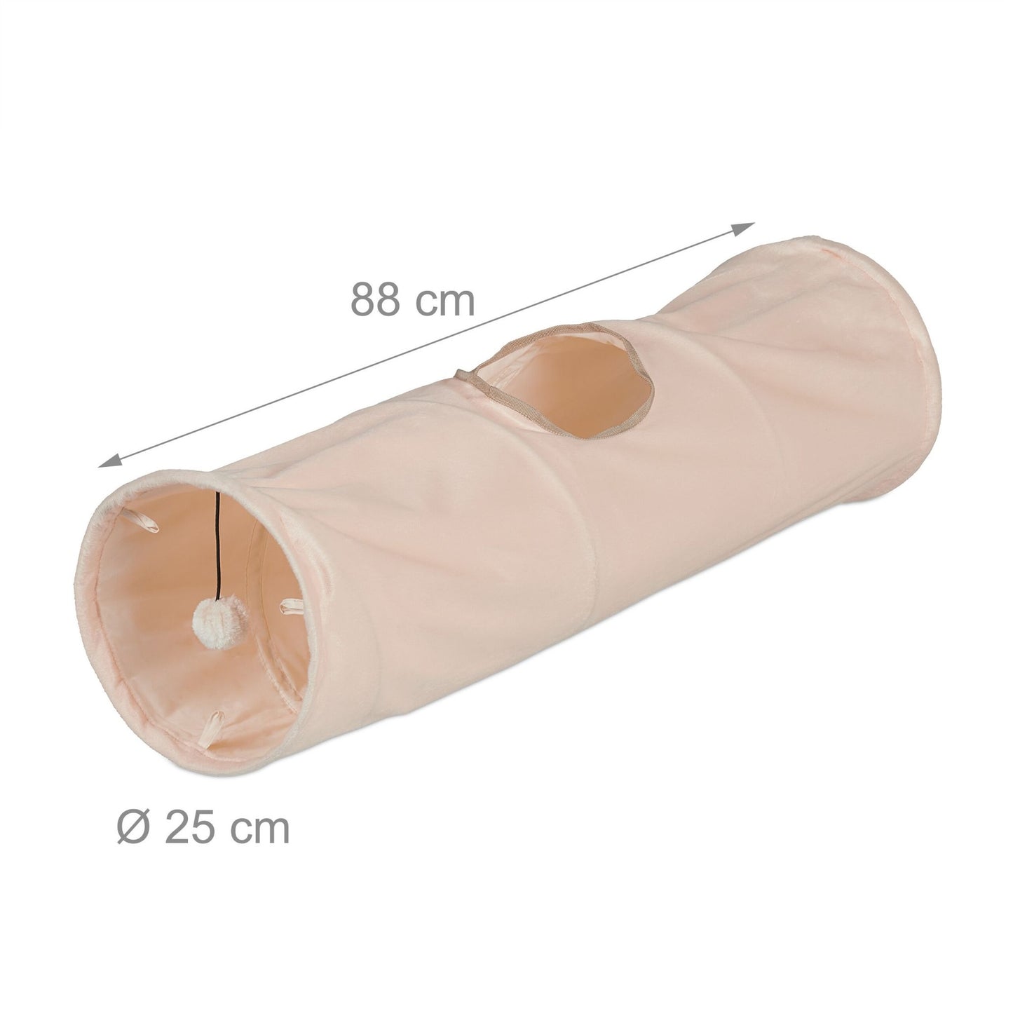 Collapsible cat tunnel with plush