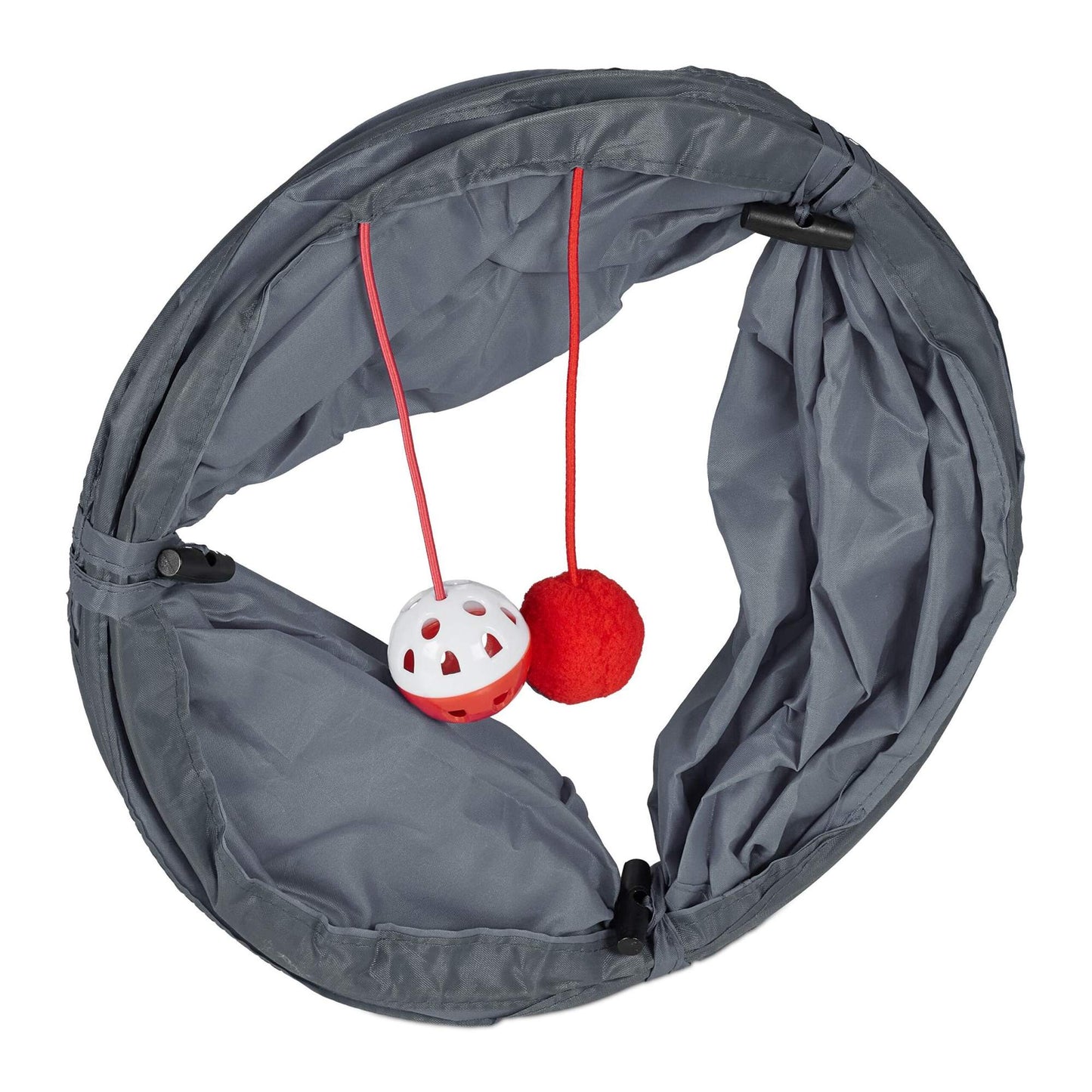 Collapsible cat tunnel with toys