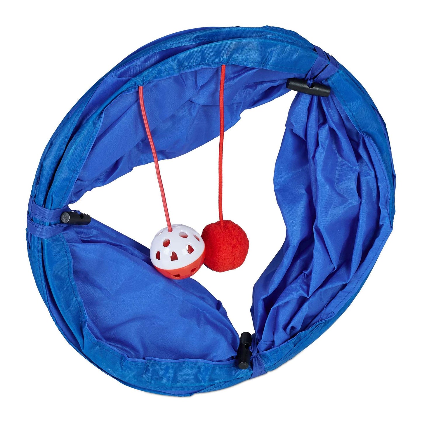 Collapsible cat tunnel with toys