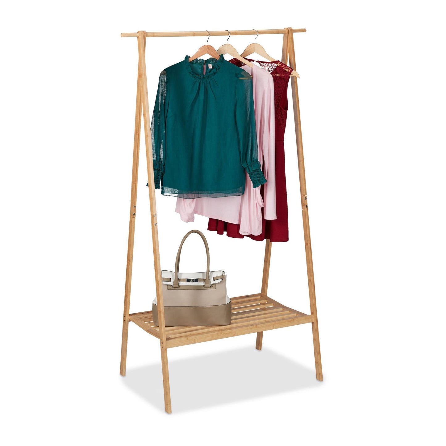 Collapsible clothes rack with shelf