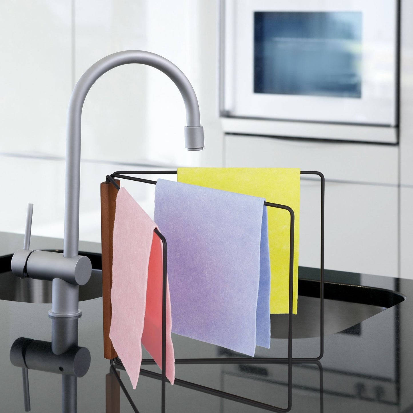 Collapsible holder for dishcloths with 3 bars