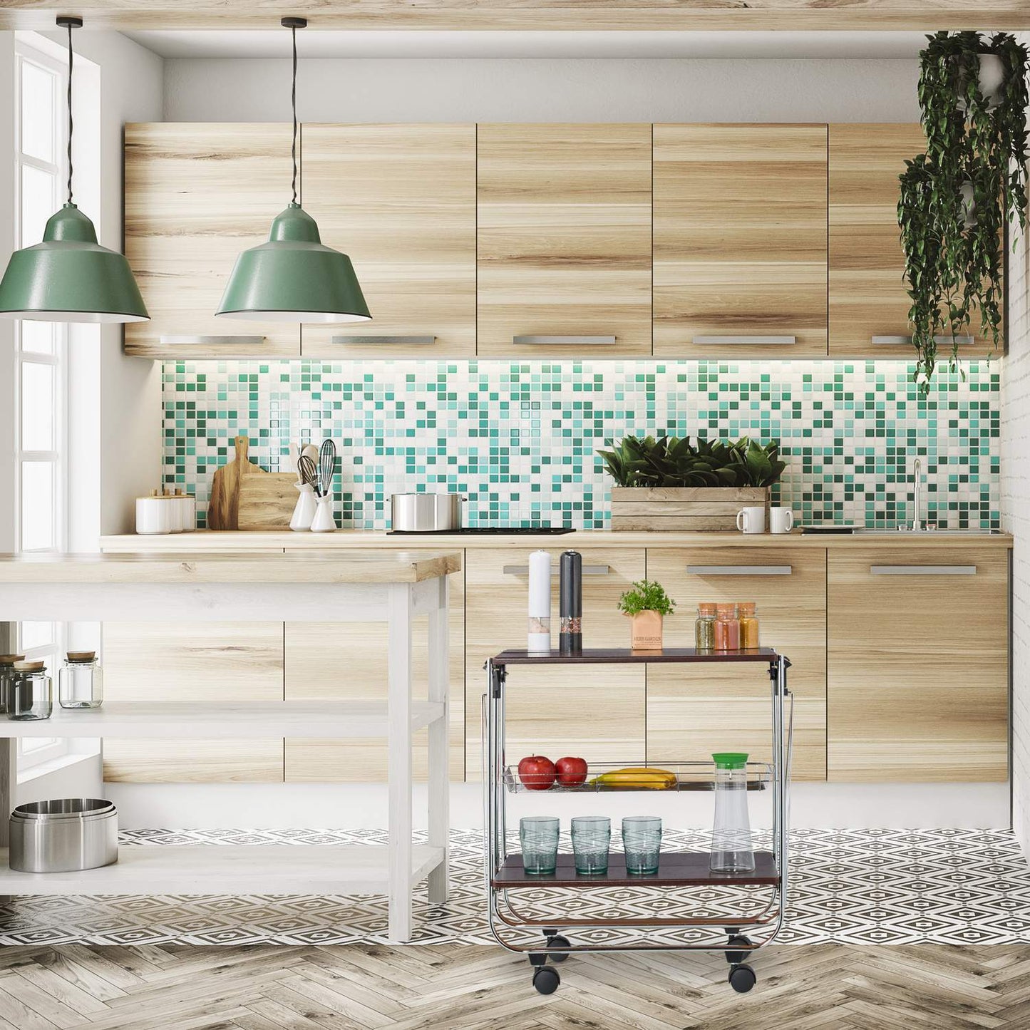 Collapsible serving trolley