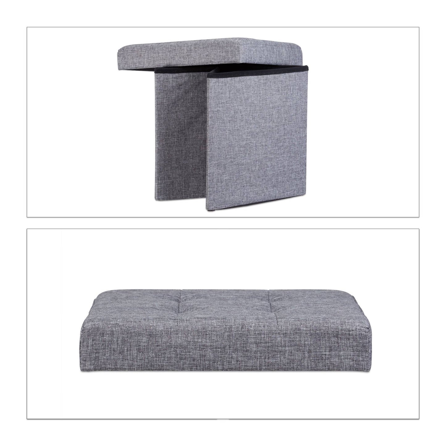 Collapsible stool with linen fabric storage