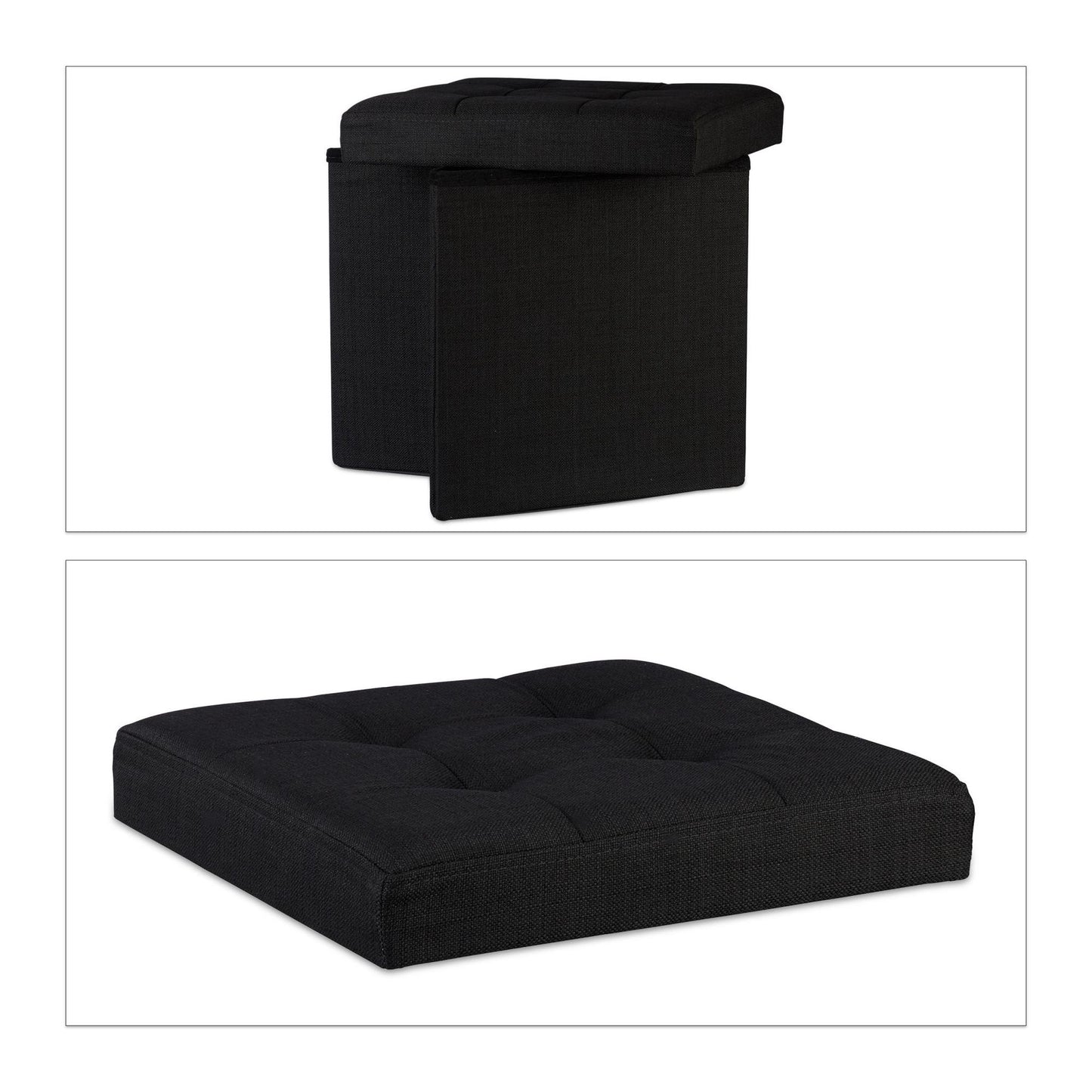 Collapsible stool with linen fabric storage