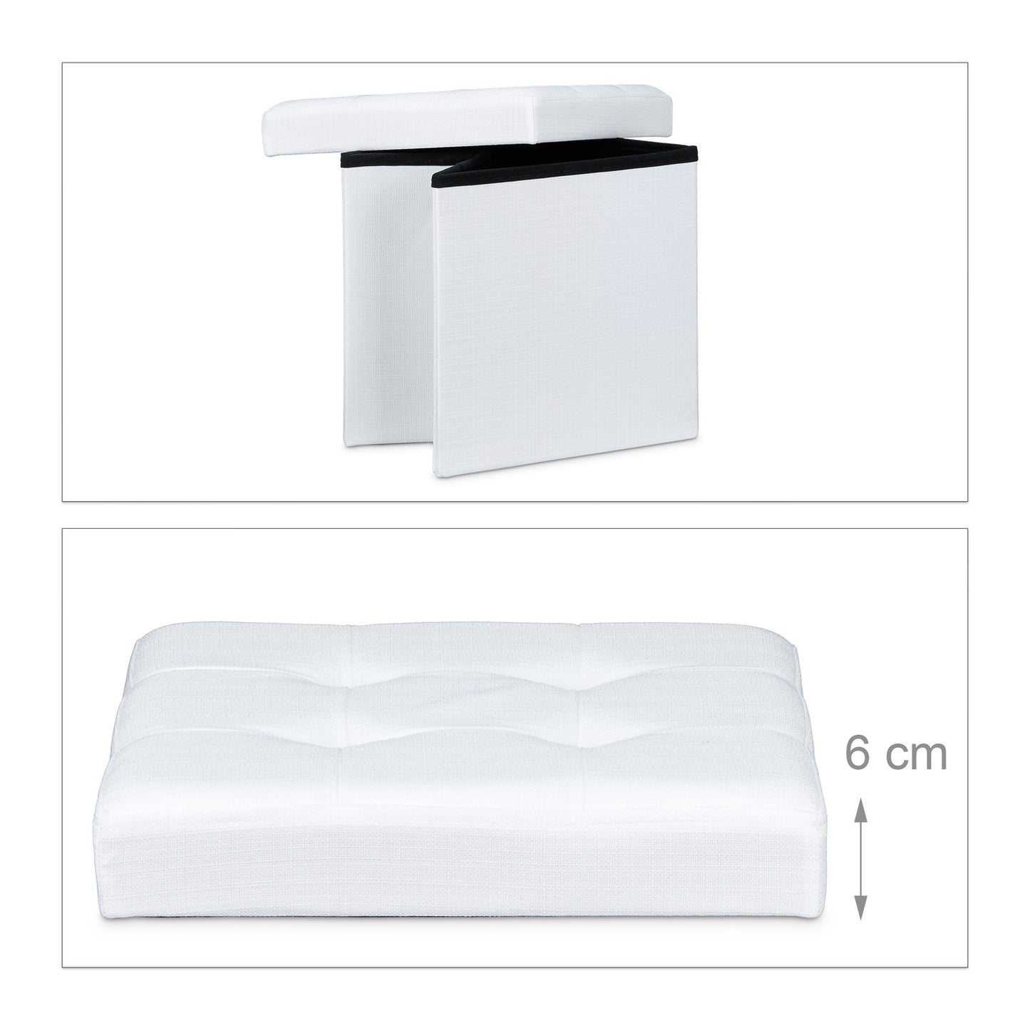 Collapsible stool with linen fabric storage