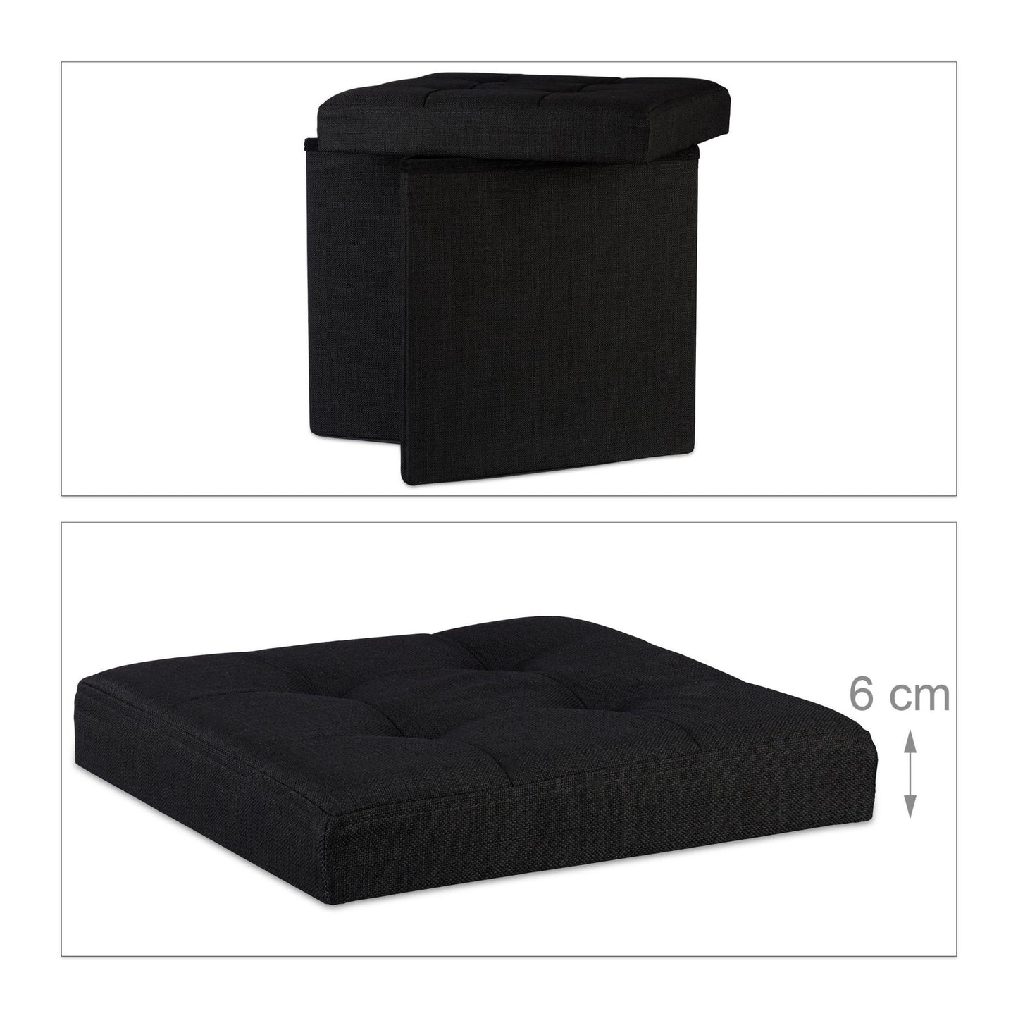 Collapsible stool with linen fabric storage