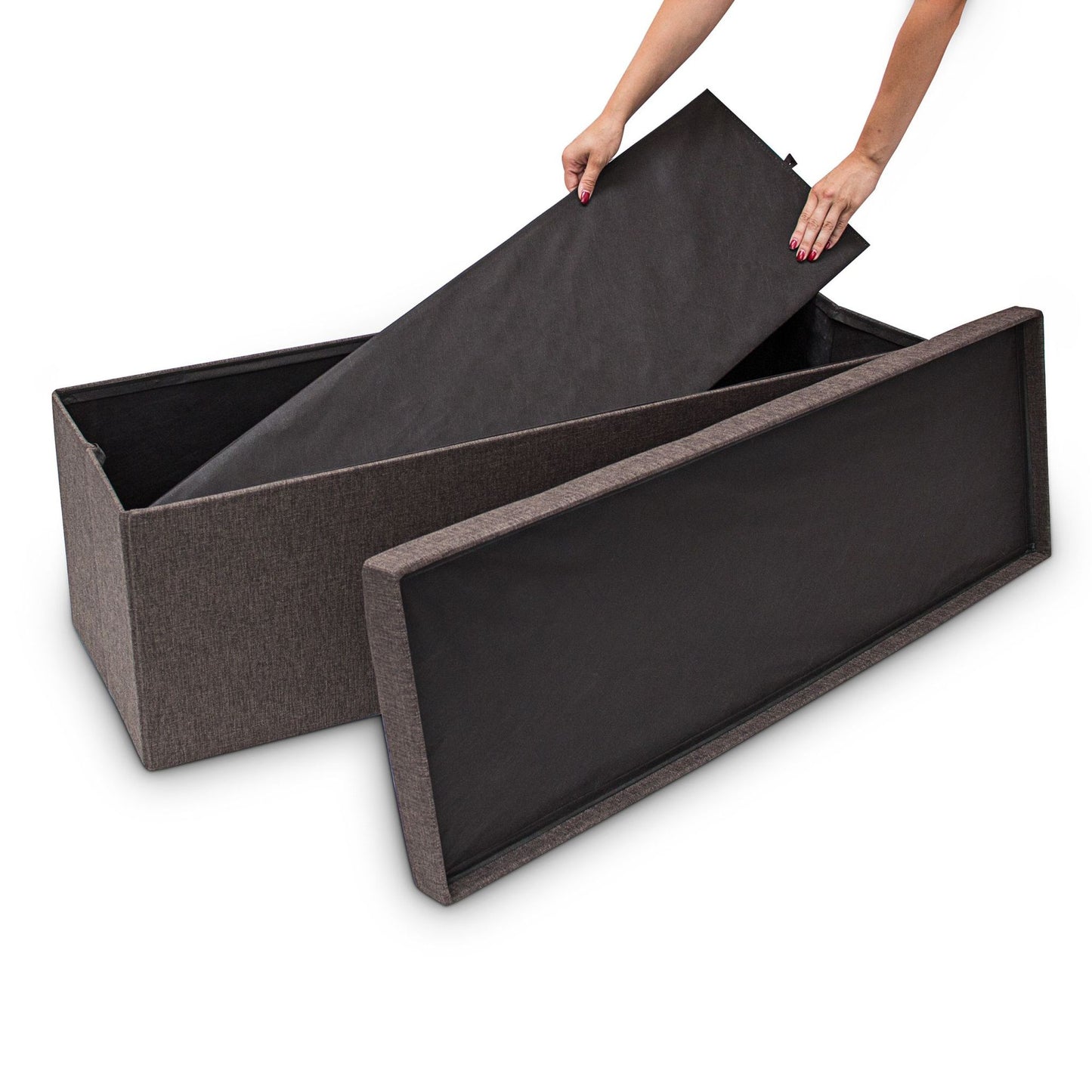 Collapsible storage bench linen fabric