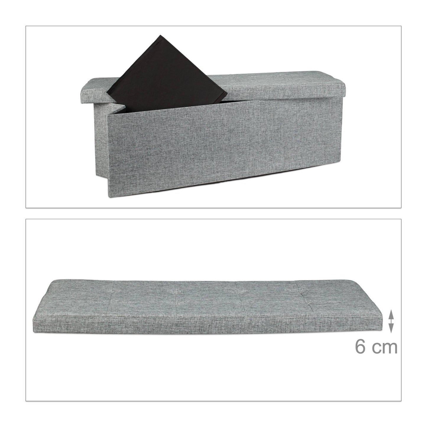 Collapsible storage bench linen fabric