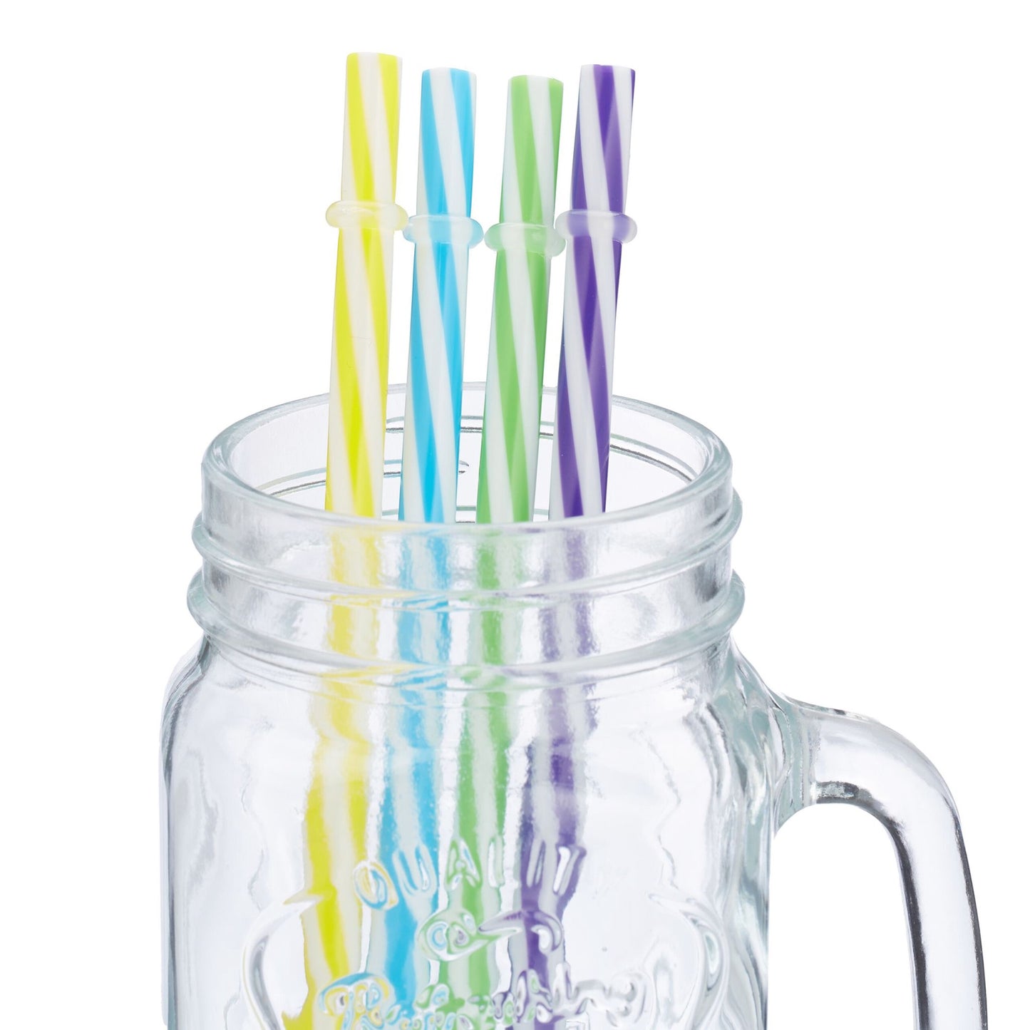 Colorful drinking glasses with lids set of 4