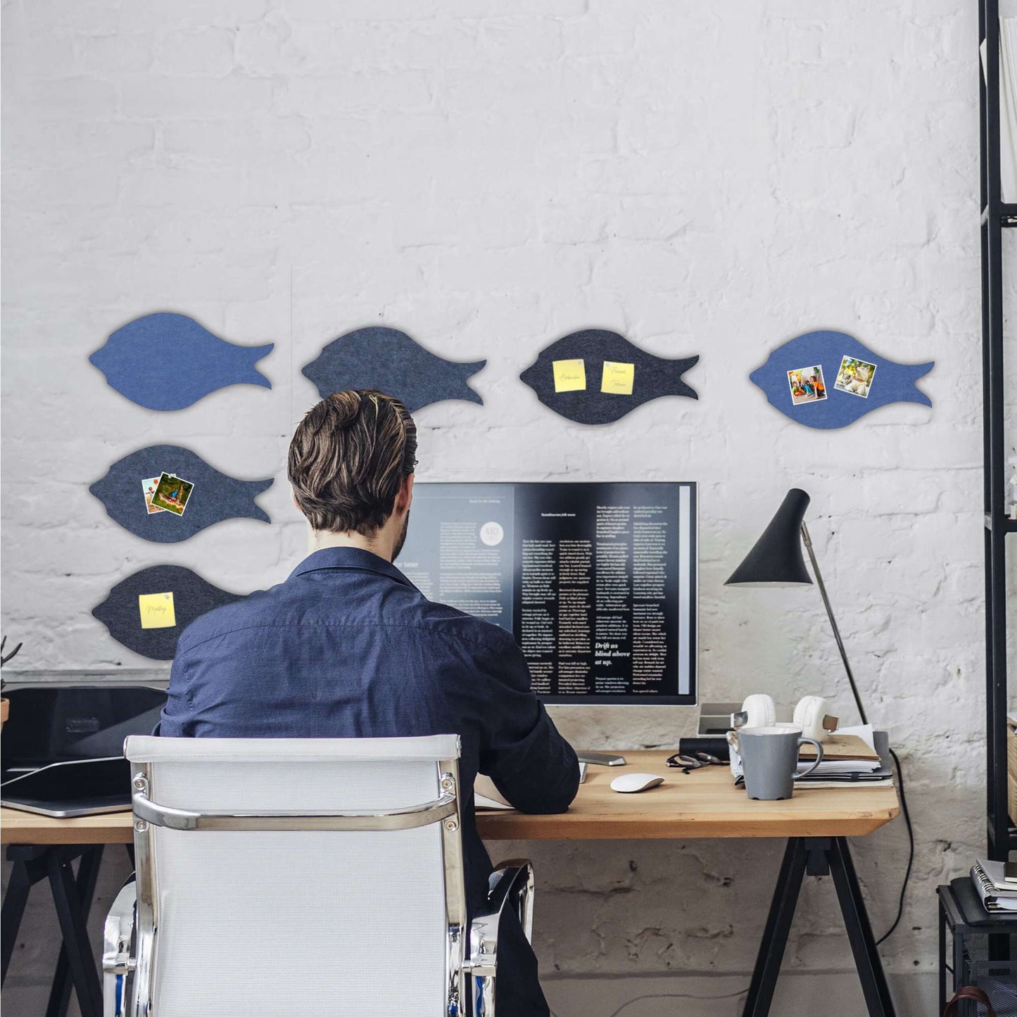 Colorful pin board made of felt - fish - 6 pcs