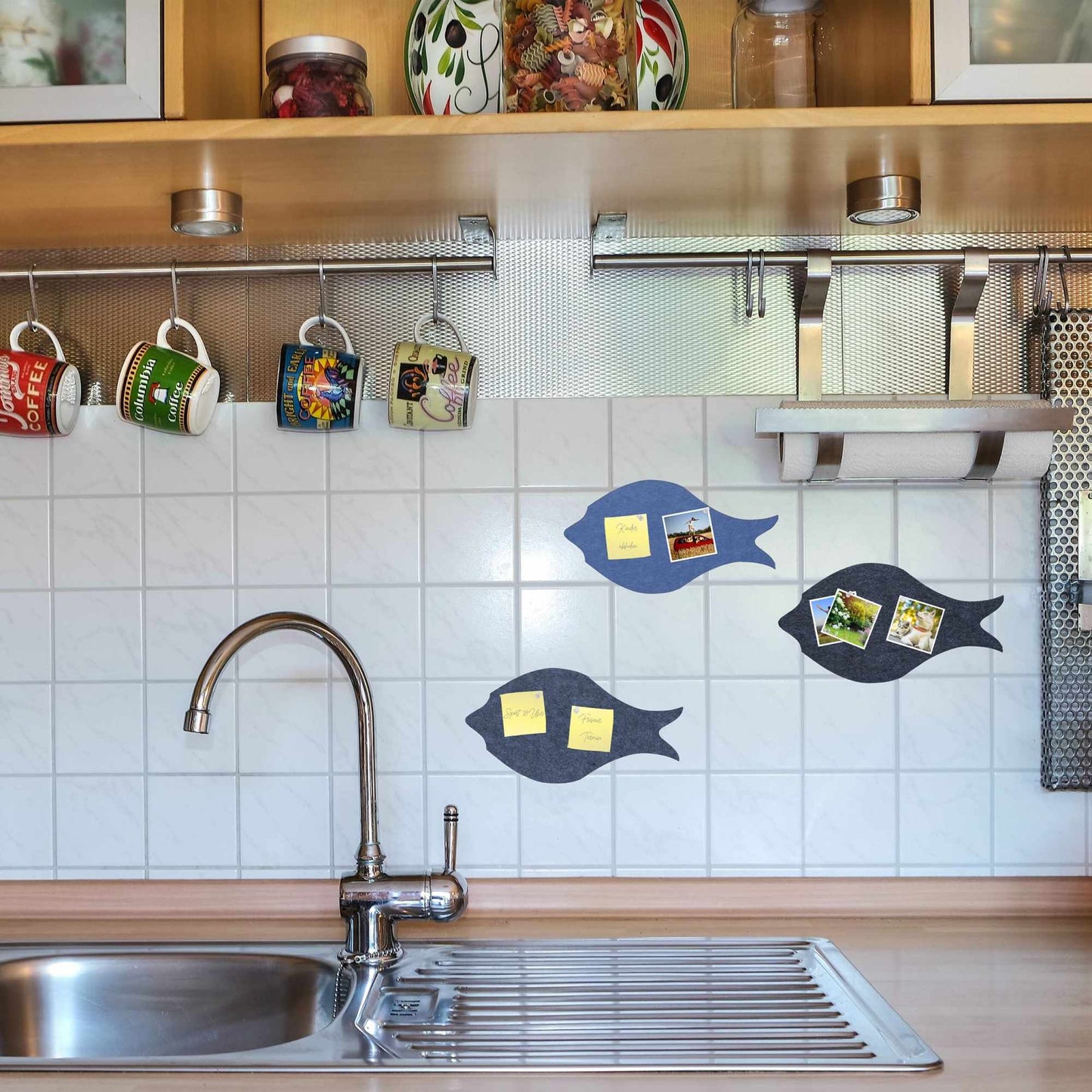 Colorful pin board made of felt - fish - 6 pcs