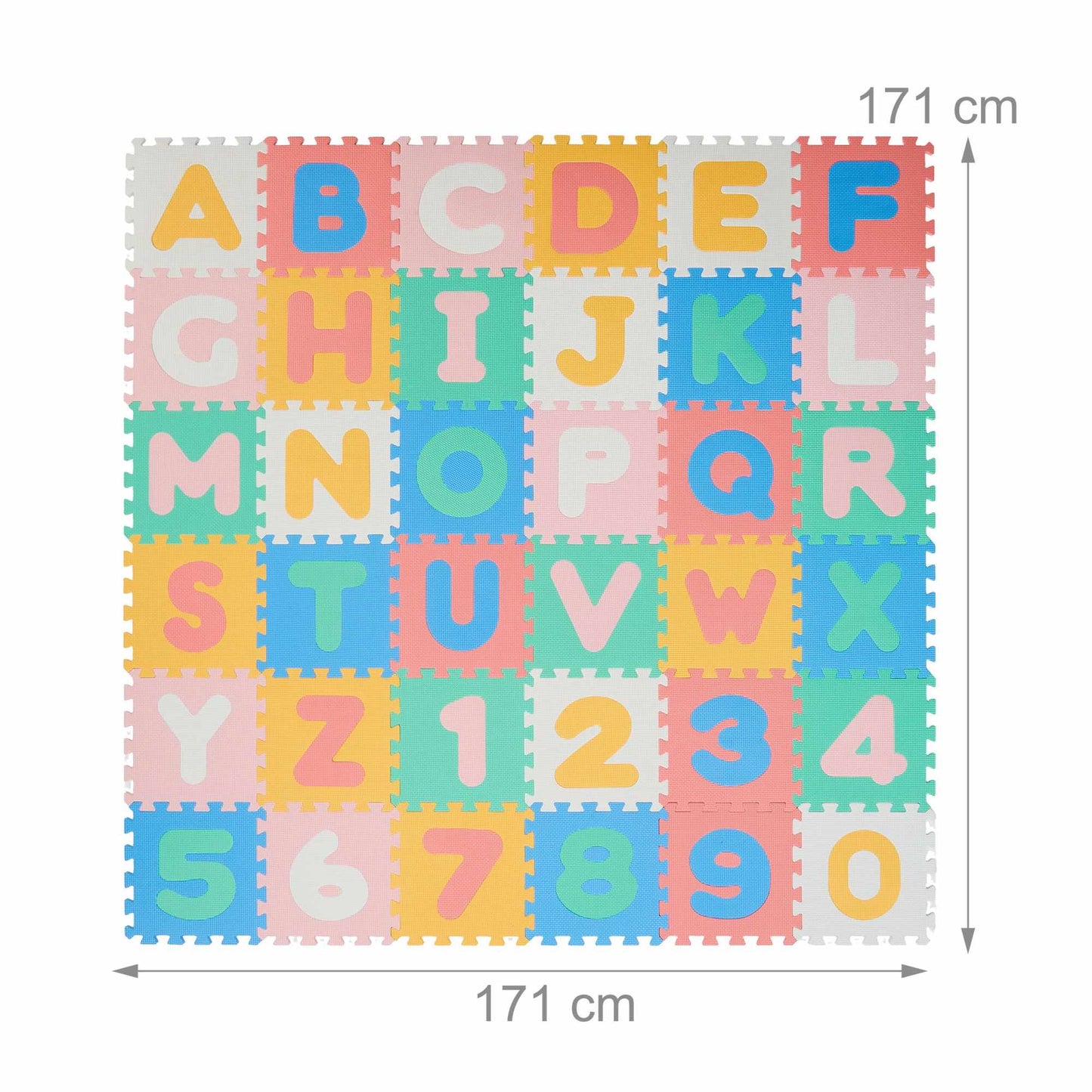Colorful puzzle mat with ABC and numbers