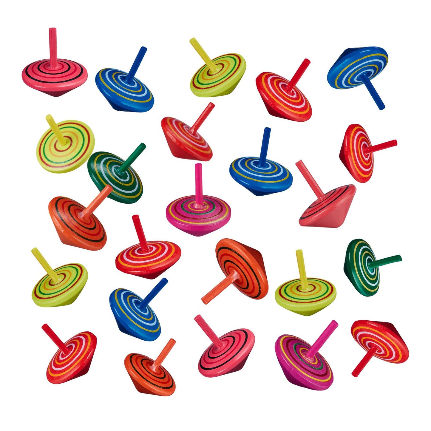 Colorful wooden spinners - set of 24