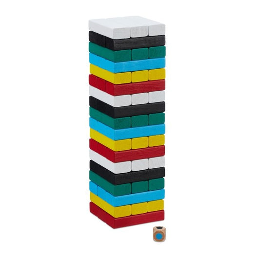 Colorful wooden swing tower