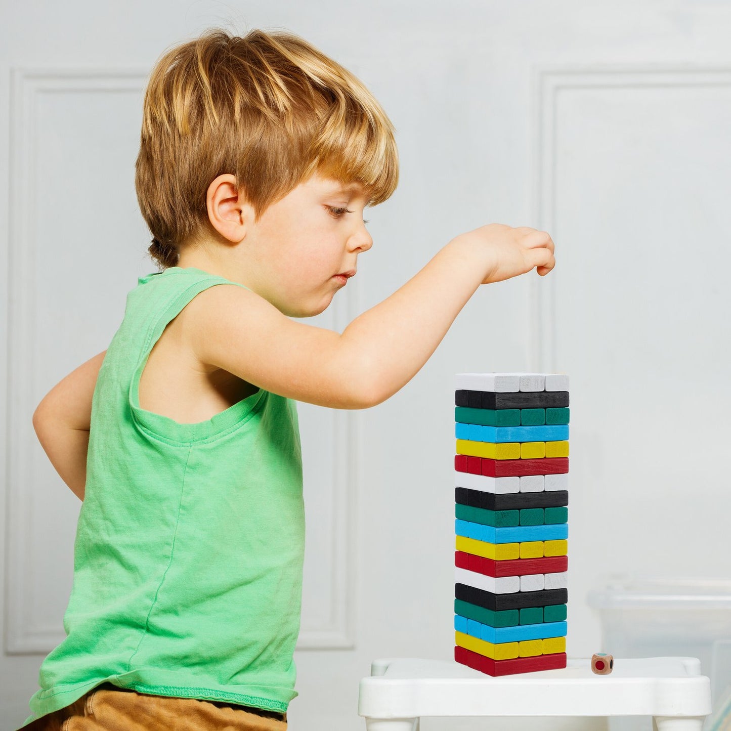 Colorful wooden swing tower