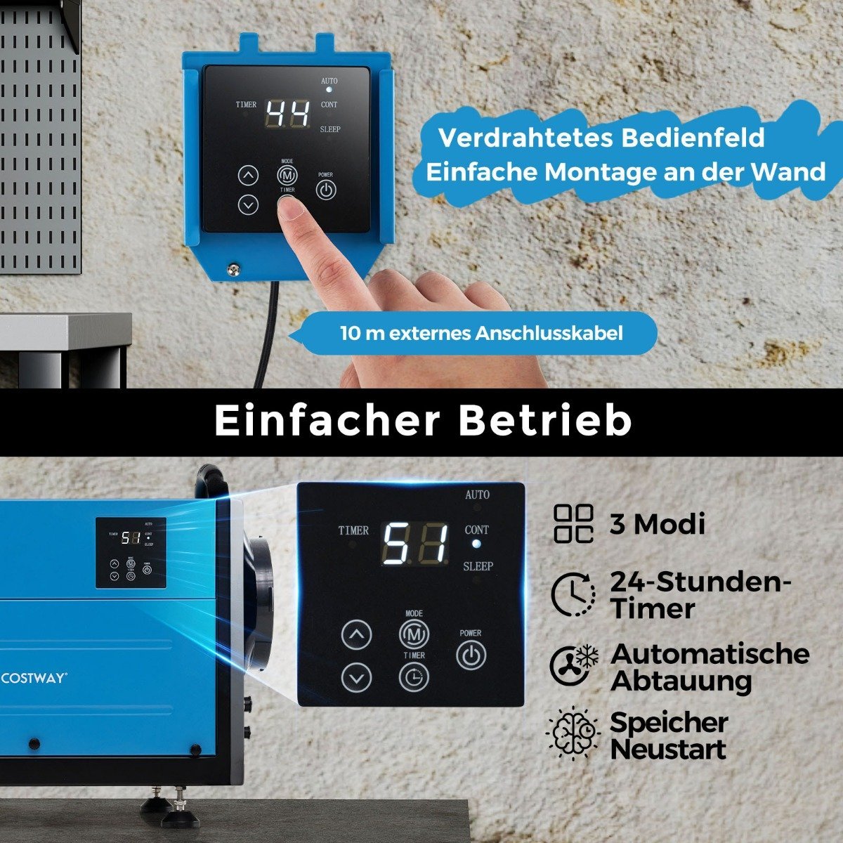 Commercial Dehumidifier, 3 Modes, 24H Timer, 58L/Day Capacity