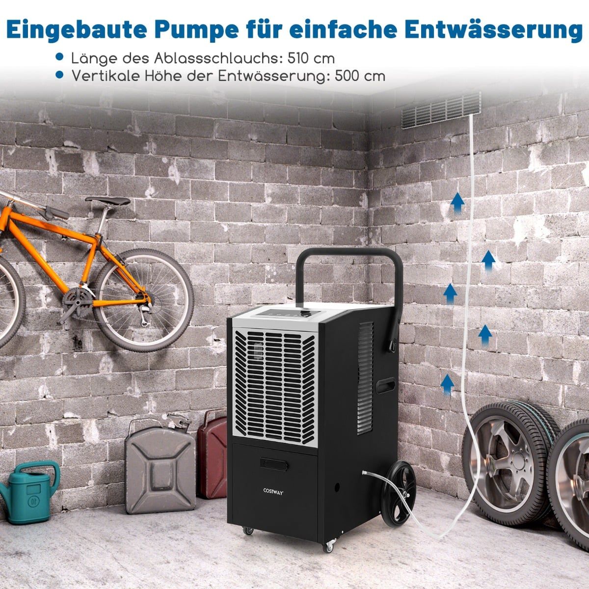 Commercial Dehumidifier with Pump, 66L/Day, 418㎡ Coverage