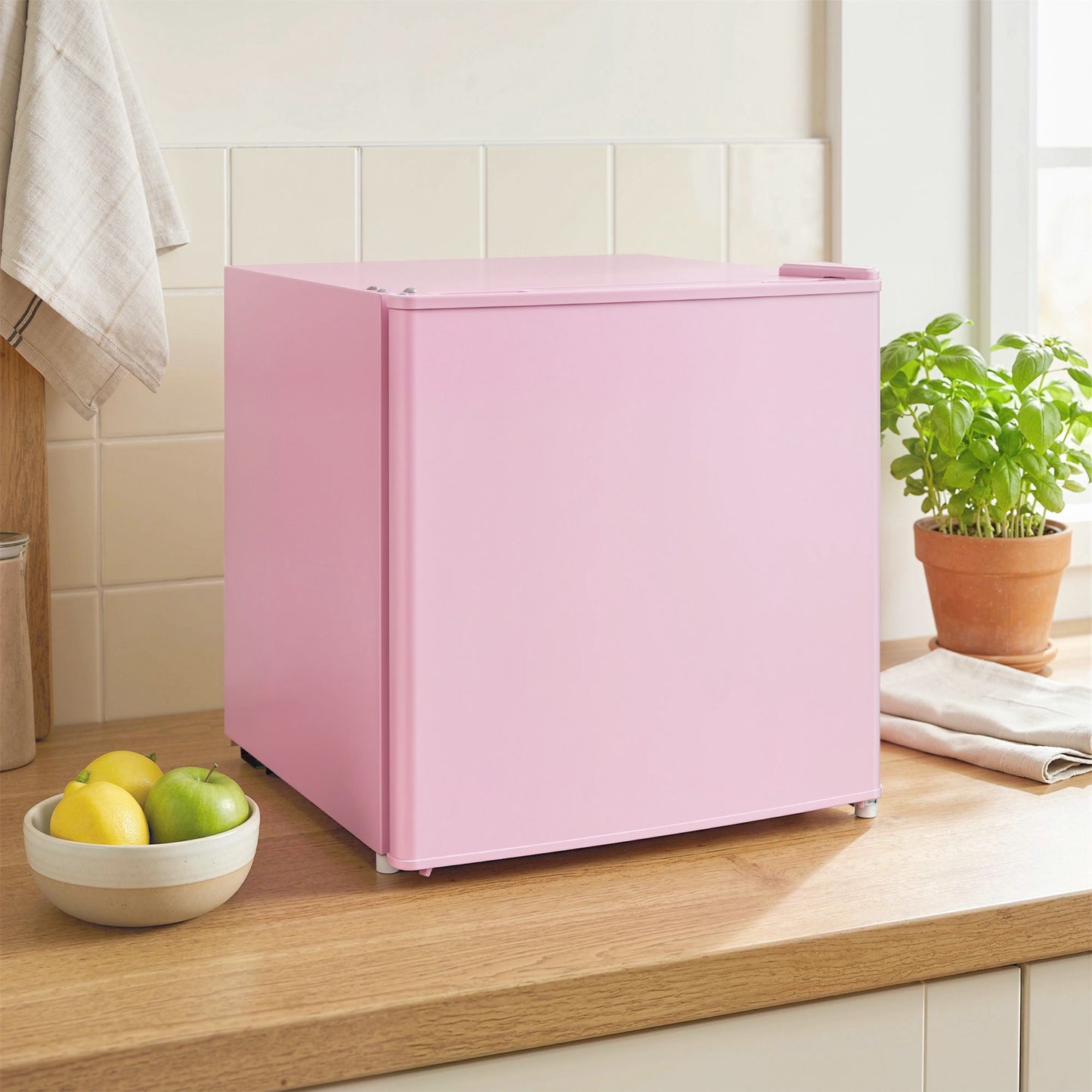 Compact 35L Freezer with Reversible Door, Pink