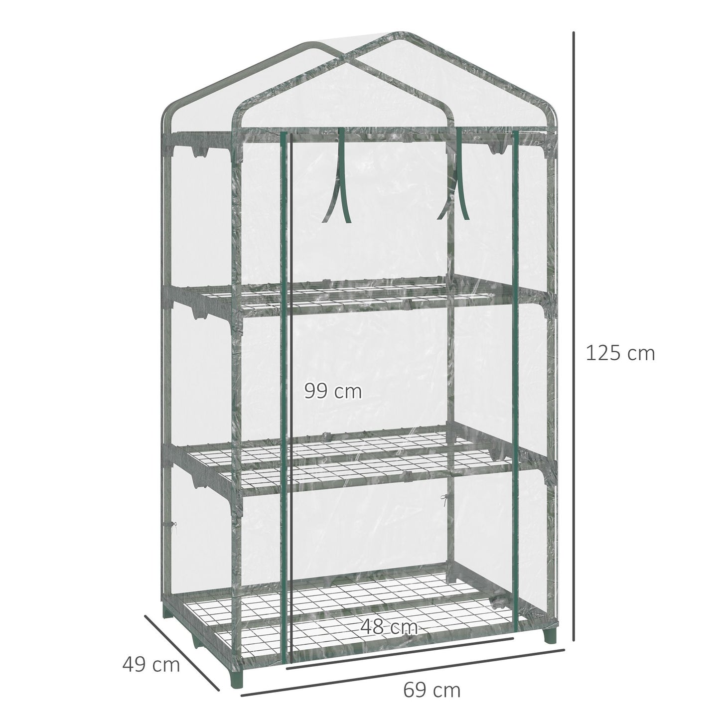 Compact Balcony Greenhouse with Shelves, Weatherproof, 125 cm