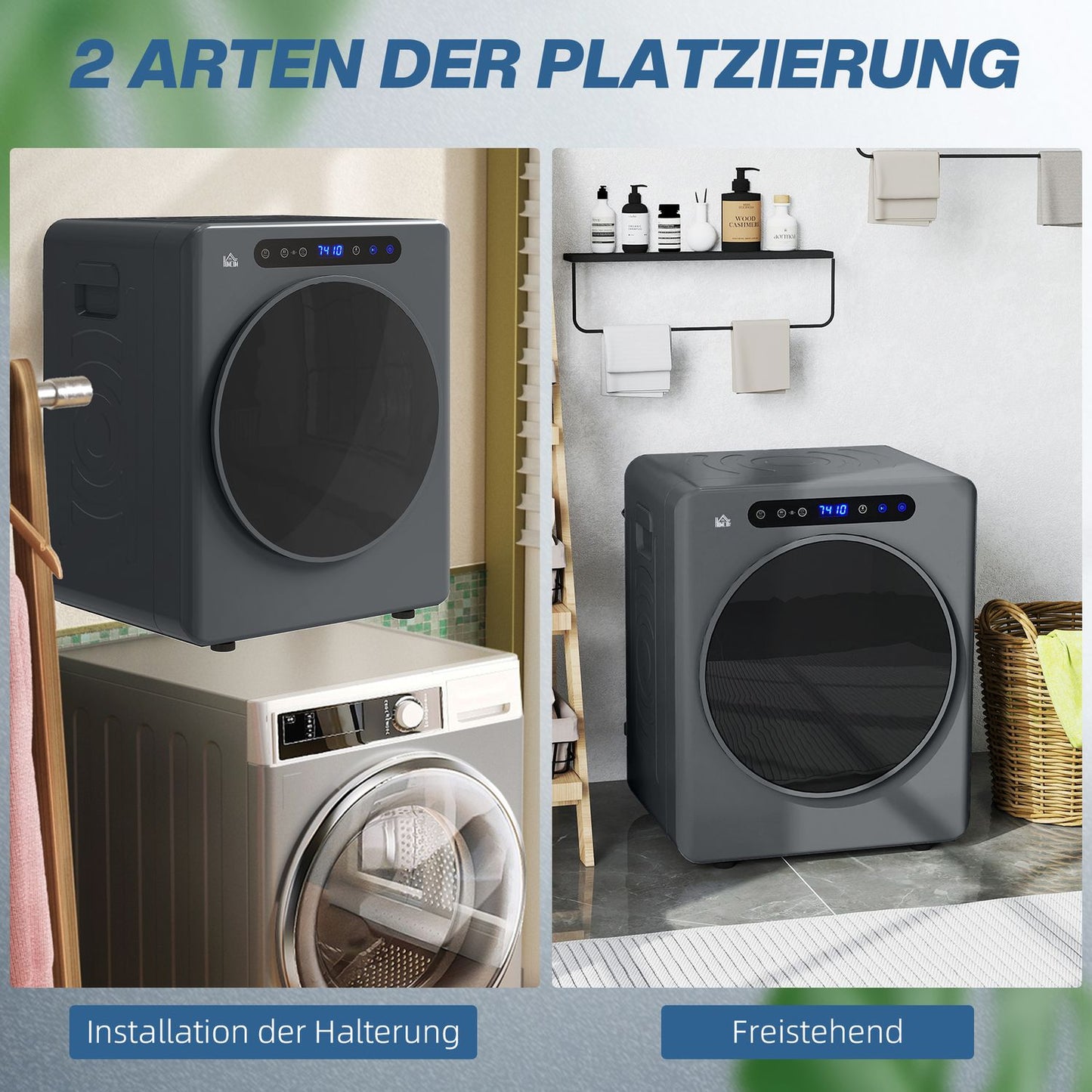 Compact Clothes Dryer, 4kg Capacity, 6 Programs, Touch Control