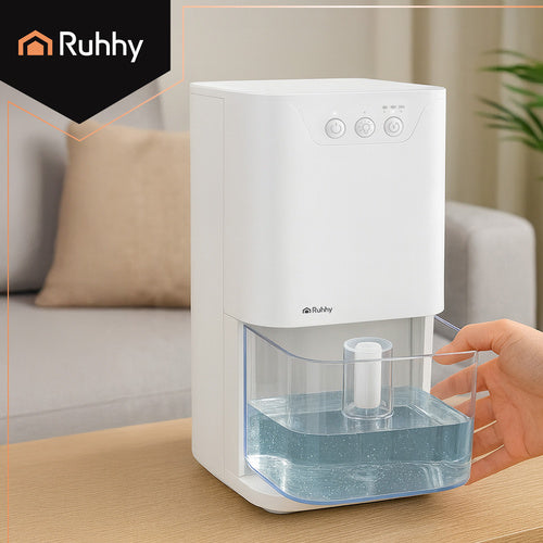 Compact White Dehumidifier, 1400ml, Quiet, Energy-Efficient