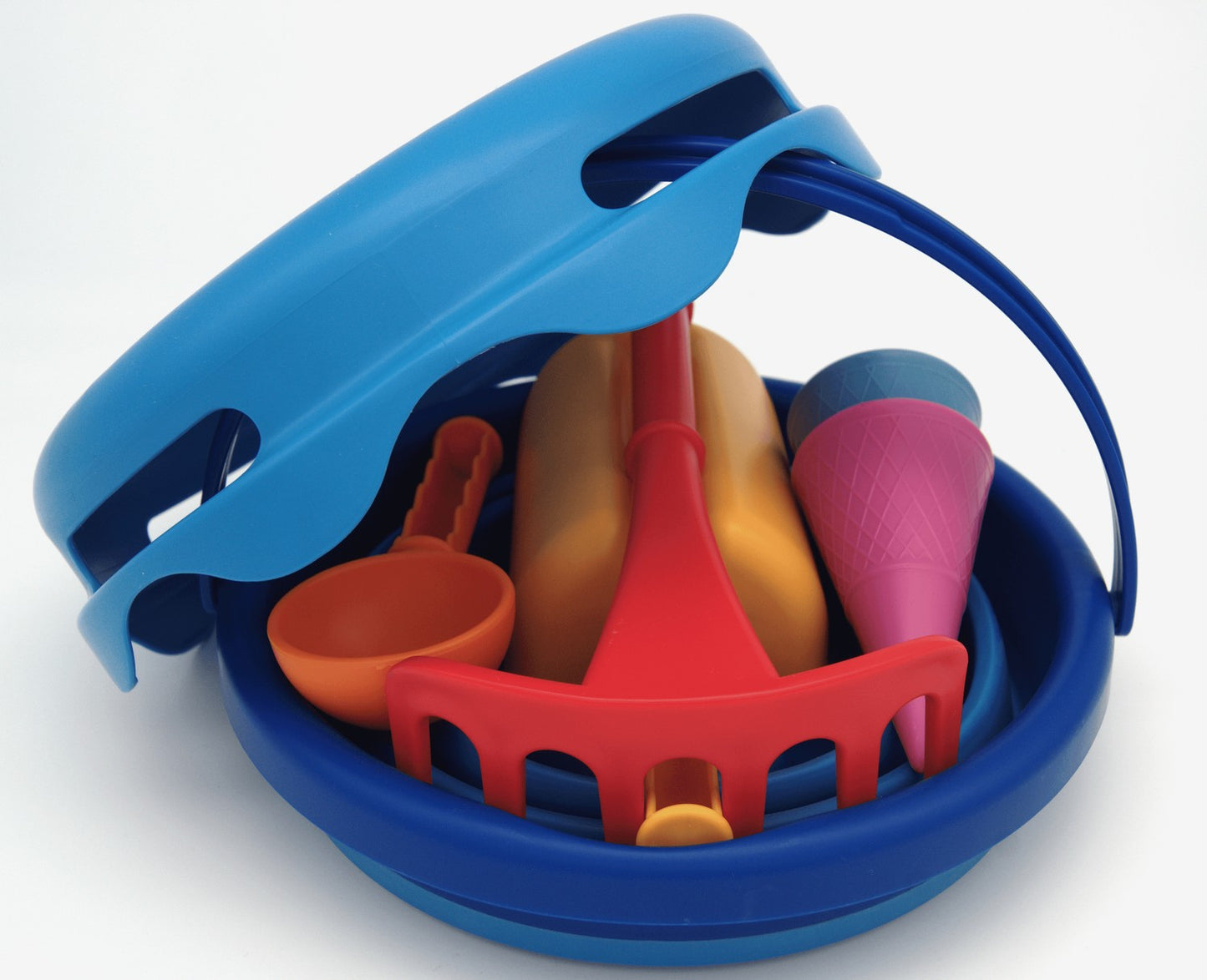 Compactoys Beach Bucket With Sandbox Toys 7 In 1, Blue