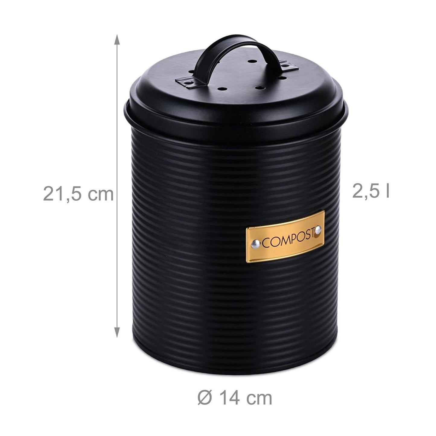 Compost Bin with Odour Filter, 2.5L Capacity