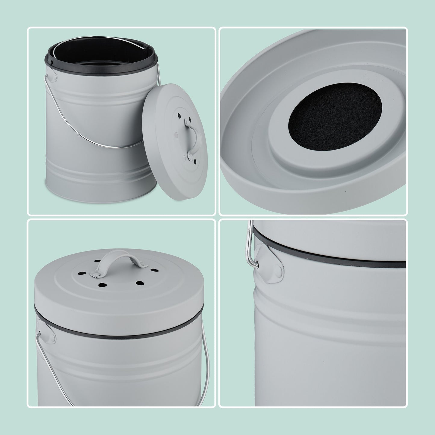 Compost Bin with Odour Filter, 5 Litre Capacity