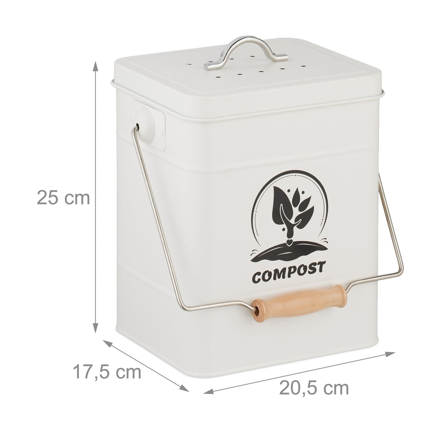 Compost Bin with Odour Filter, 6 Litre Capacity