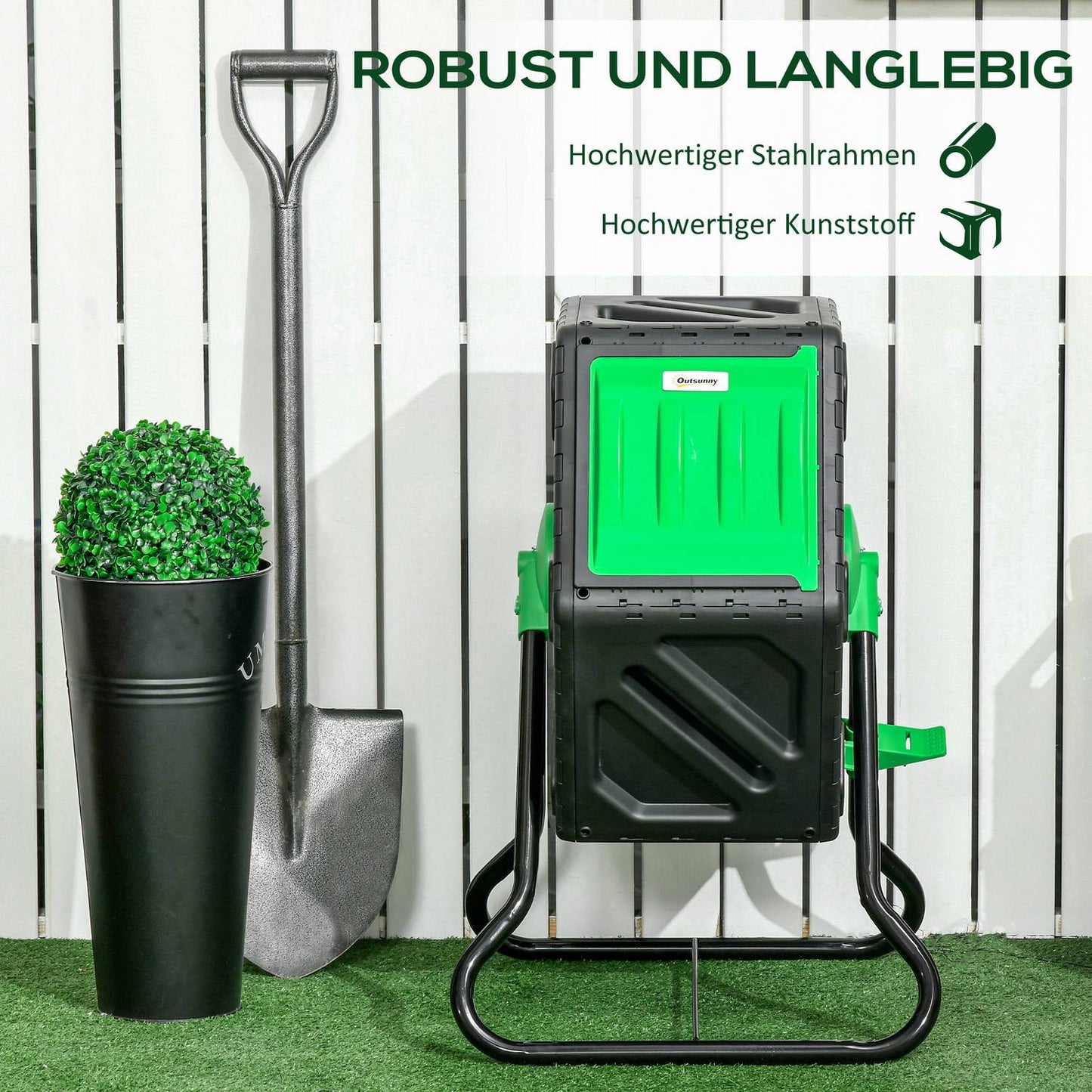 Rotating 65L plastic composter - weatherproof with ventilation