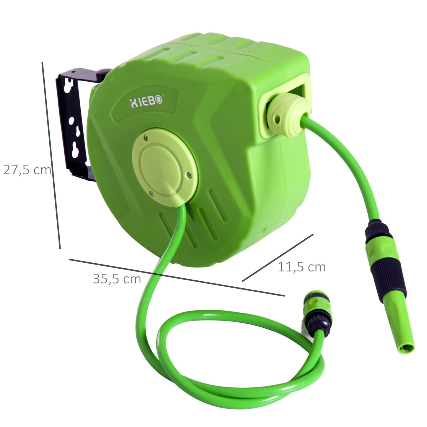 Automatic air hose reel, 11M, 180° rotatable, green