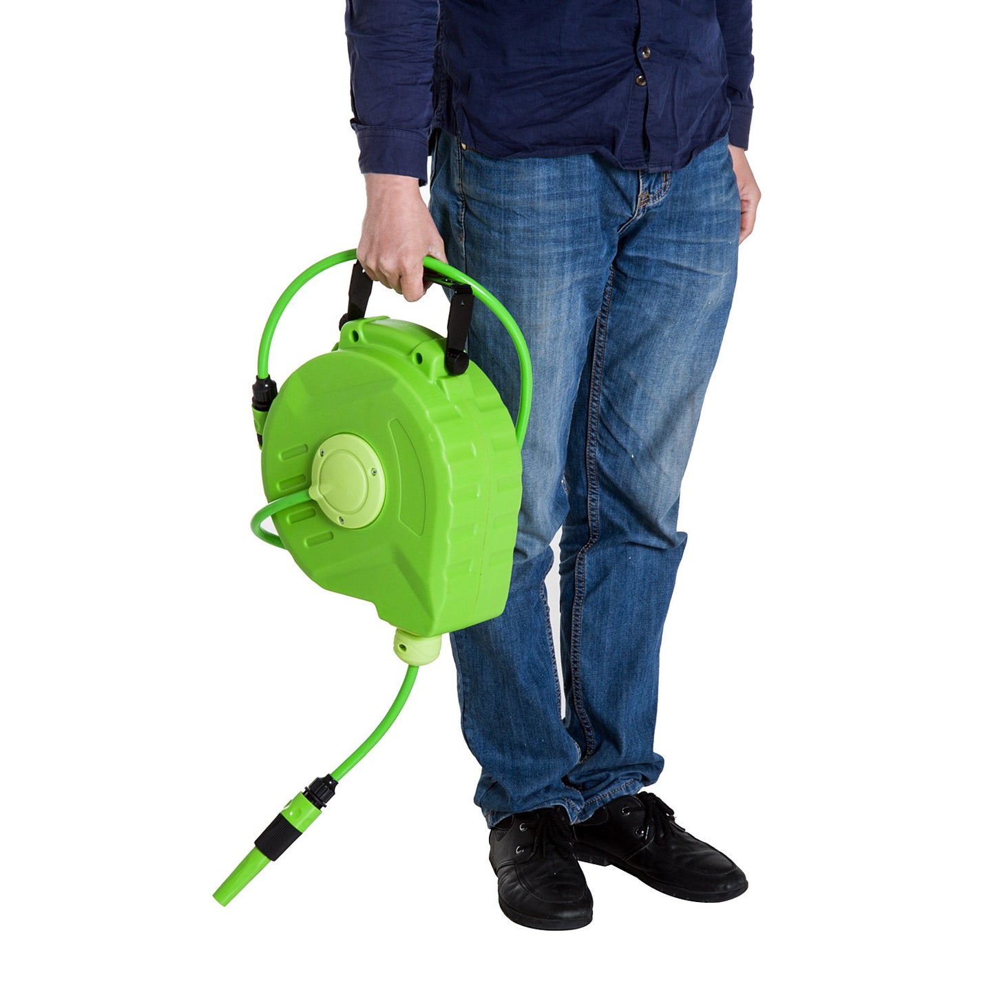 Automatic air hose reel, 11M, 180° rotatable, green
