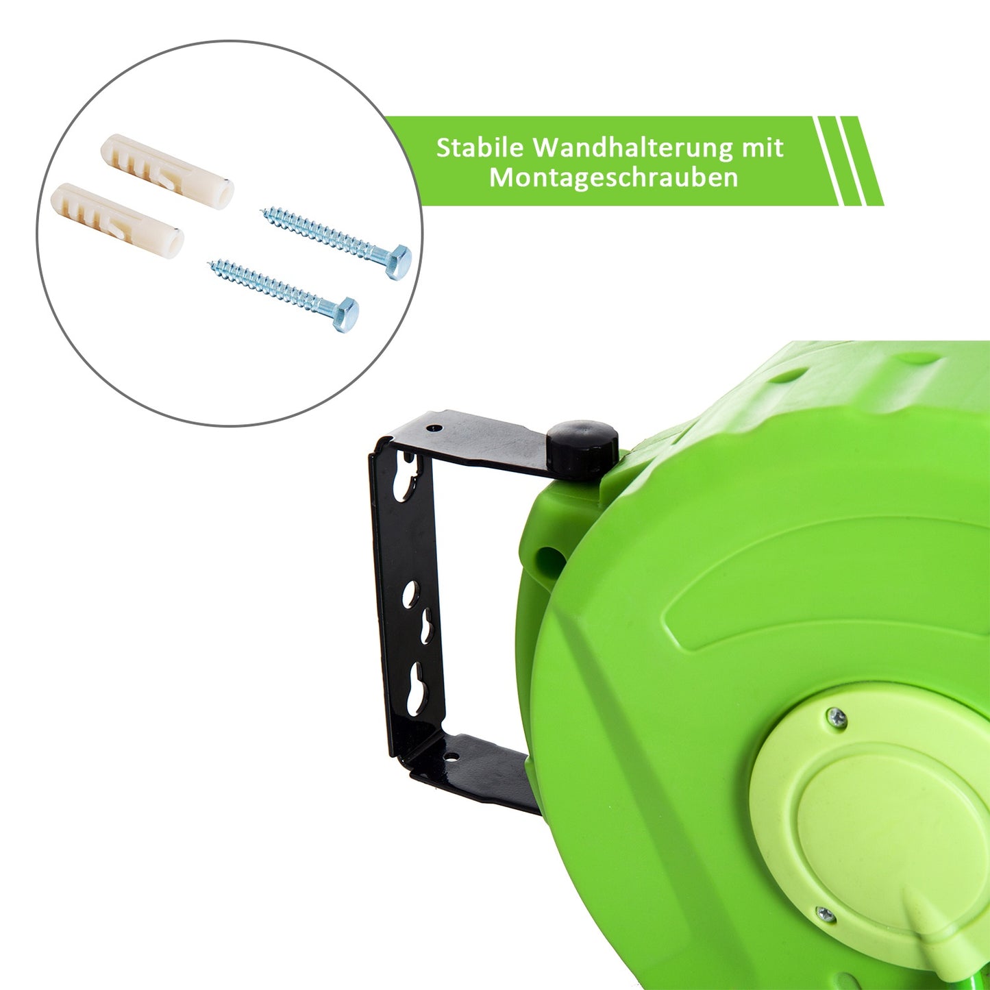 Automatic air hose reel, 11M, 180° rotatable, green