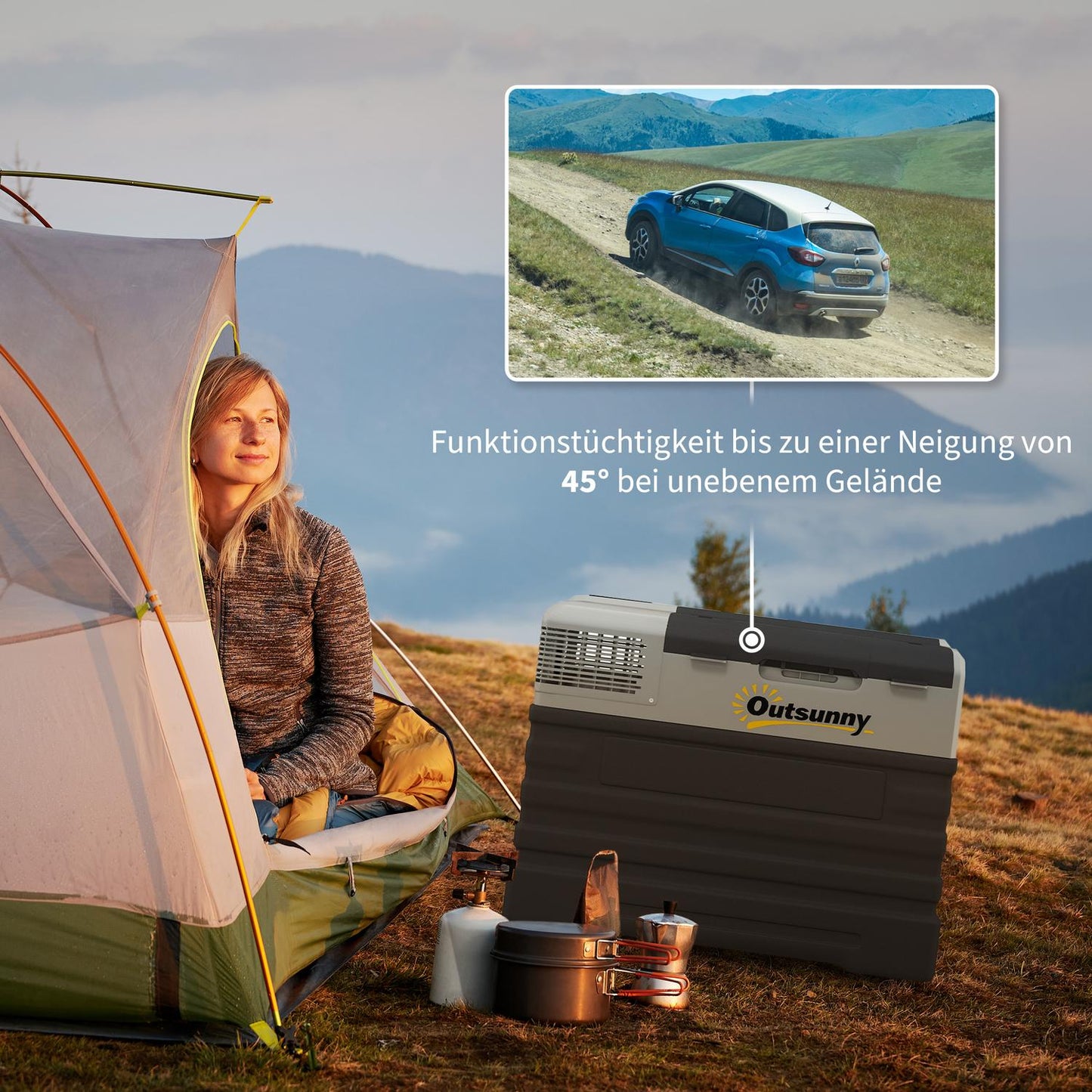 56L portable car freezer, 12/24V & 240V, -20°C, Eco/Max modes