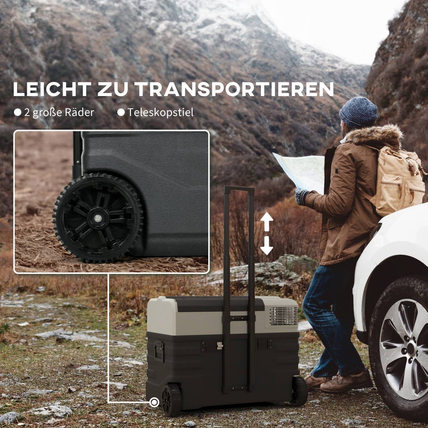 56L portable car freezer, 12/24V & 240V, -20°C, Eco/Max modes