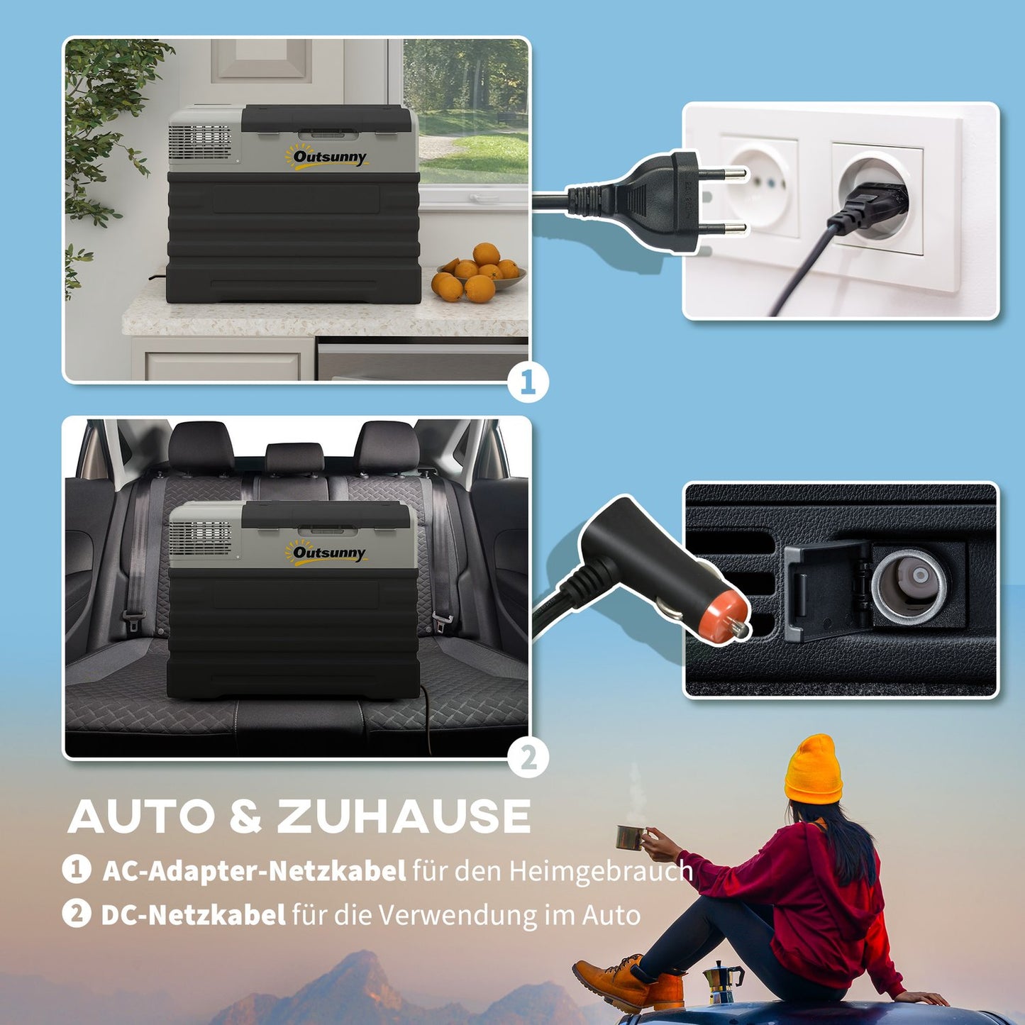 56L portable car freezer, 12/24V & 240V, -20°C, Eco/Max modes