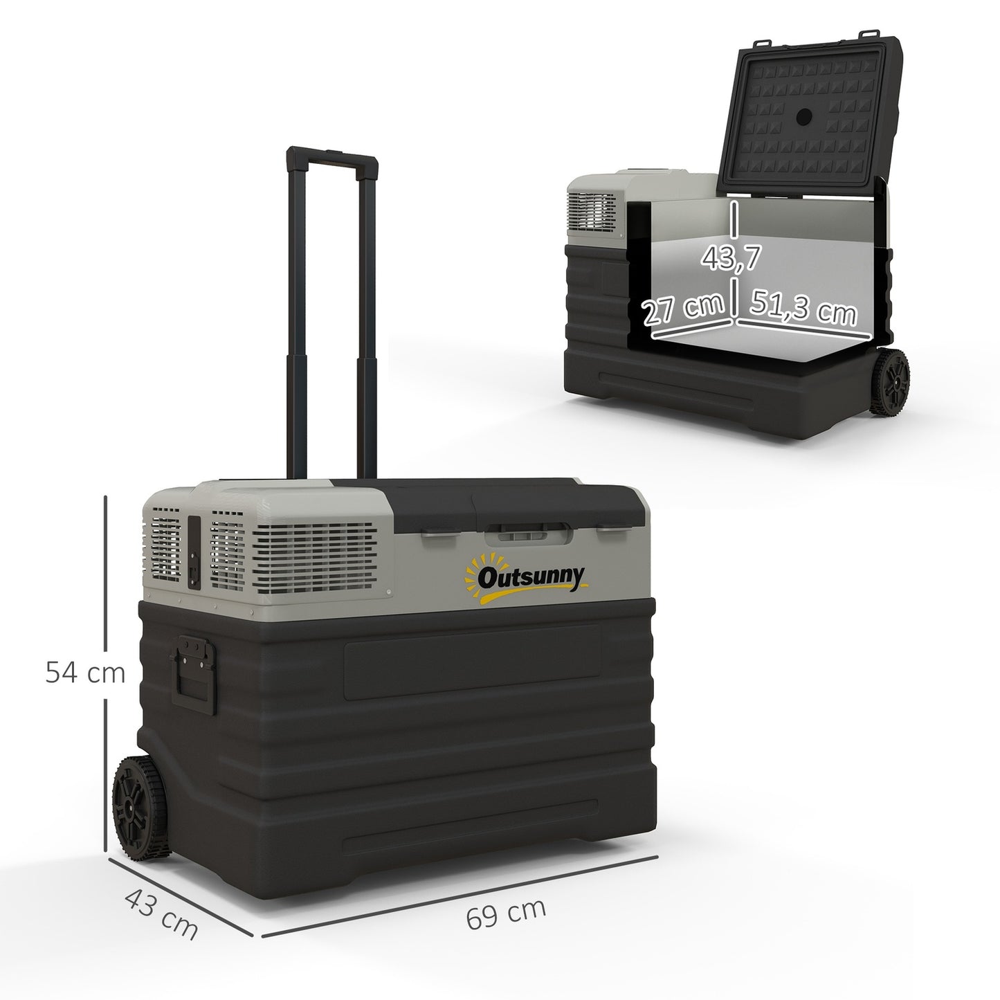 56L portable car freezer, 12/24V & 240V, -20°C, Eco/Max modes