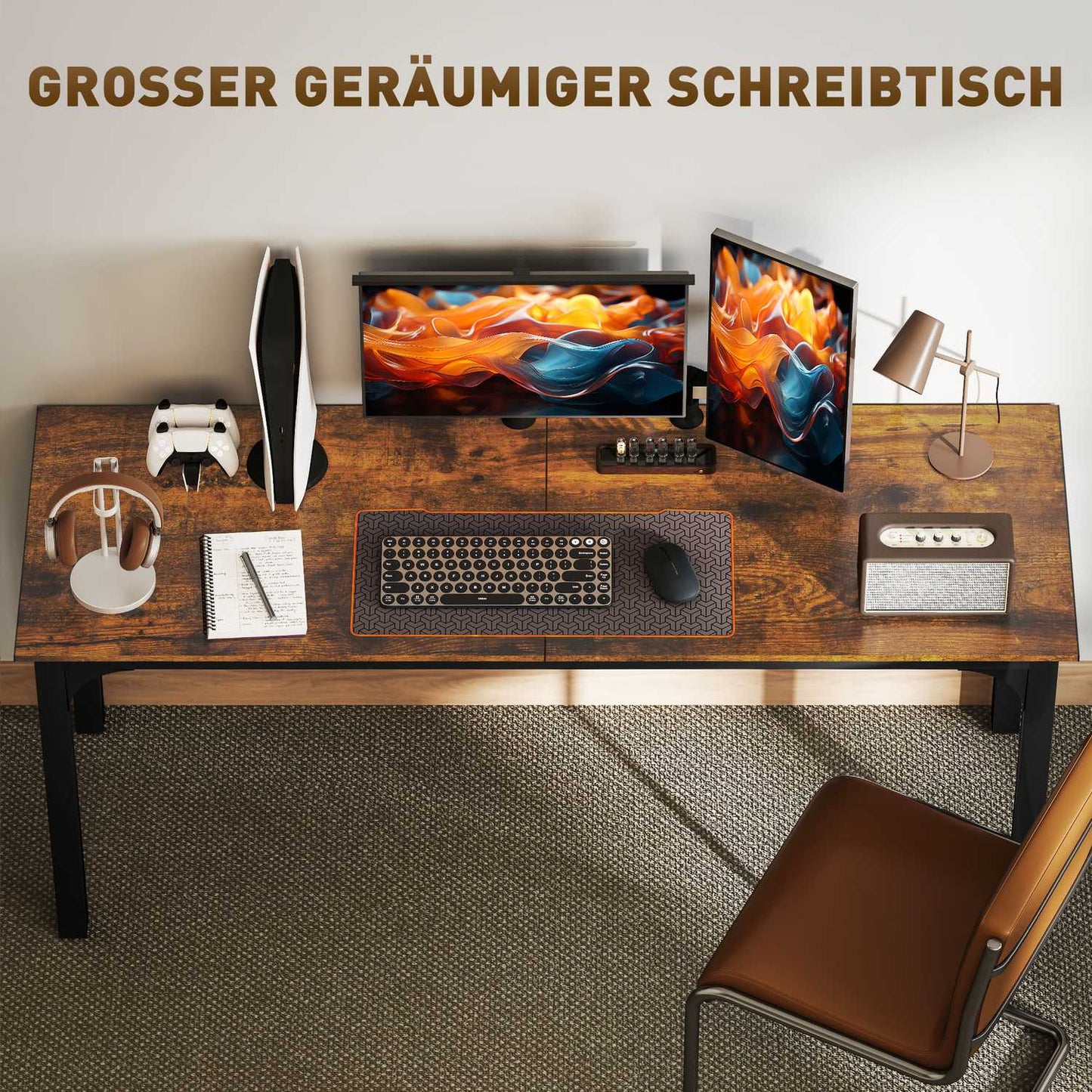 Computer Desk, Rustic Brown, Spacious Design, Chipboard