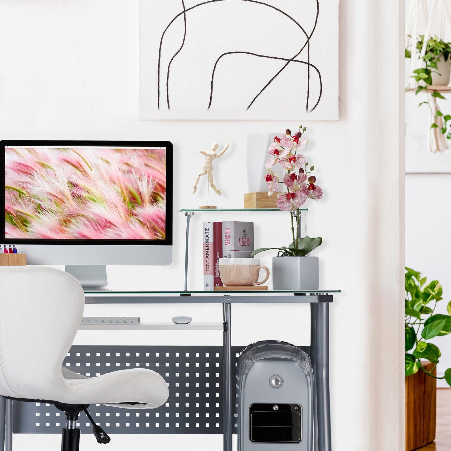 Computer Desk With Glass-top