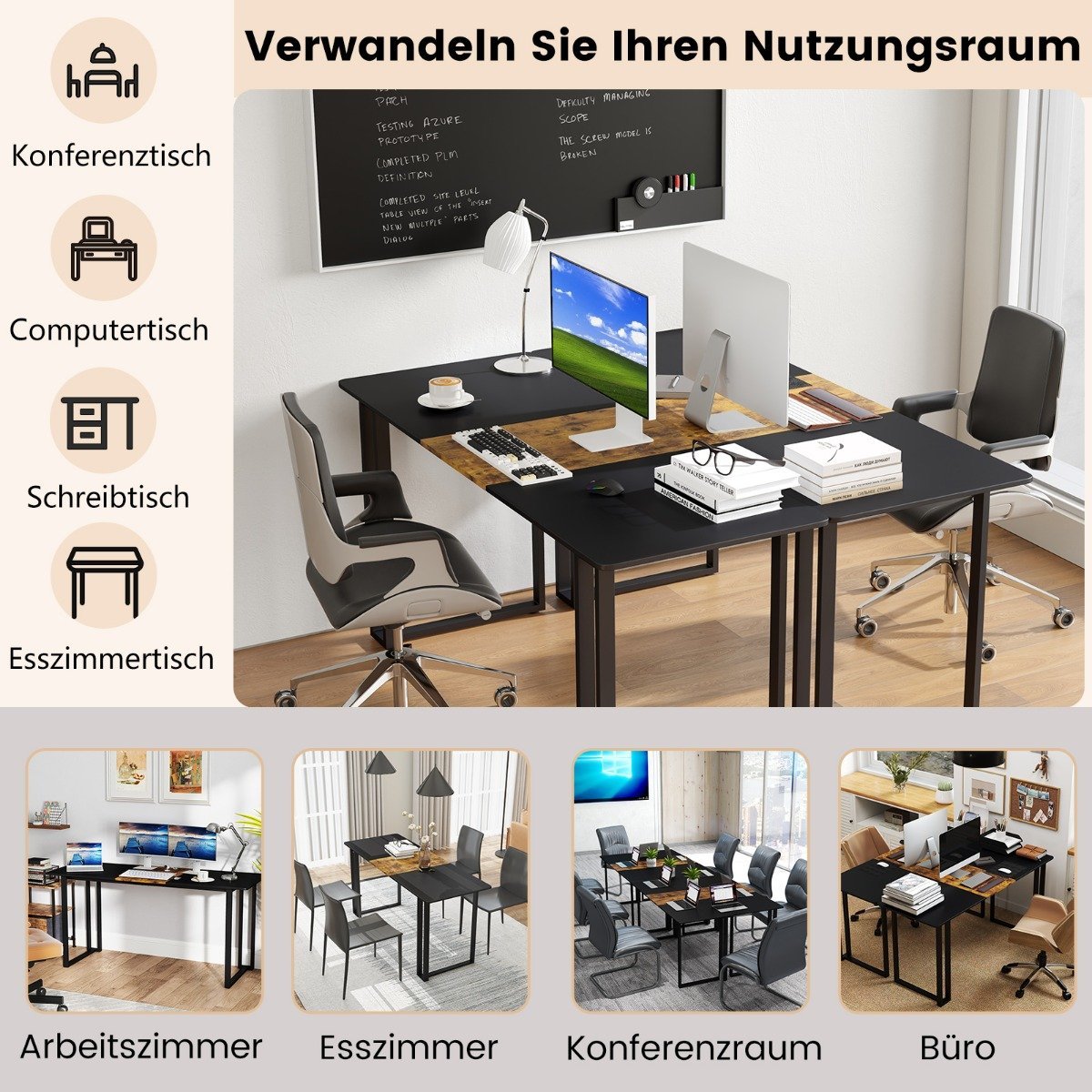 Computer Desk with Metal Frame, 160x60 cm, Brown