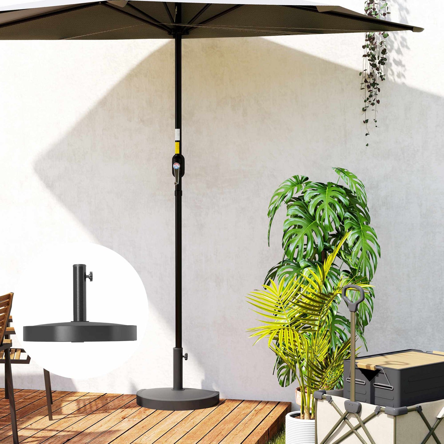 Concrete Half-Round Umbrella Base, 32/38/48mm Pole