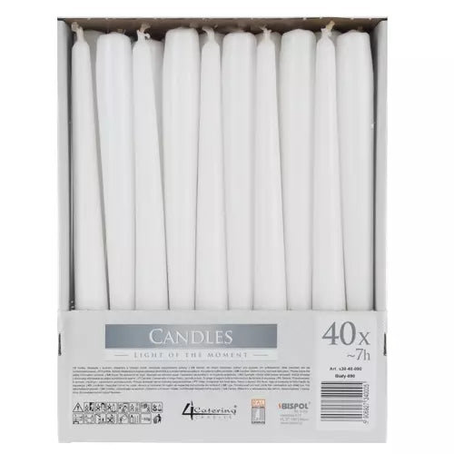 Cone candle white - set of 40 pcs